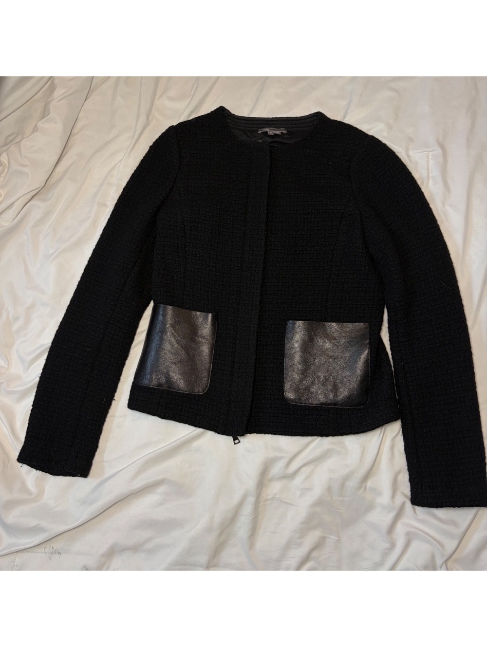 Vince black textured zip cardigan jacket